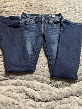 Miss Me Womens Jeans 27 Mid Rise Slim Boot Western Festival Rhinestones BLING